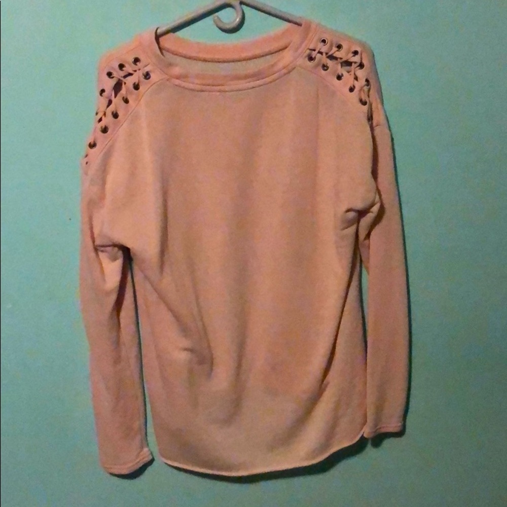 Pink Love Sleeve Shirt with Laced Shoulders